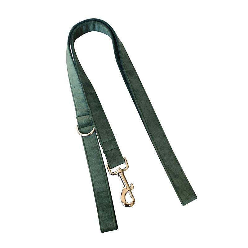 Luxurious Emerald Velvet Dog Collar And Leash Set-4