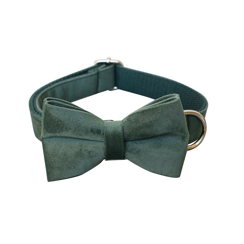 Luxurious Emerald Velvet Dog Collar And Leash Set-1